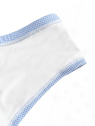 Blue Knitted Plaid Bowknot Bikini Bottom Cheeky Swim Boyshorts