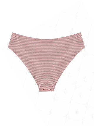 Cherry Red Striped Grommet Lace Up Bikini Bottom