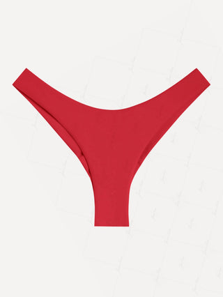 Red Sexy Solid Color High Leg Brazilian Bikini Bottom