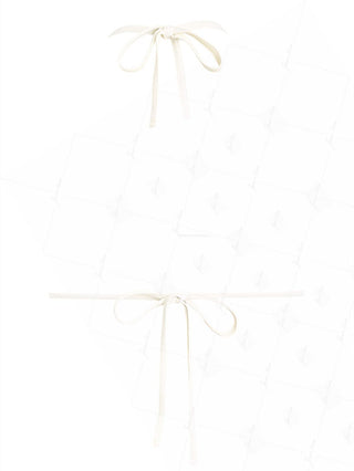 Cherry Red Striped Contrast Binding Halter Triangle Bikini Top