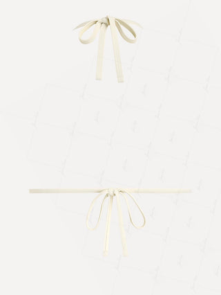 Black Polka Dot Contrast Binding Halter Triangle Bikini Top