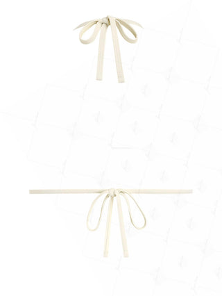 Black Polka Dot Contrast Binding Halter Triangle Bikini Top