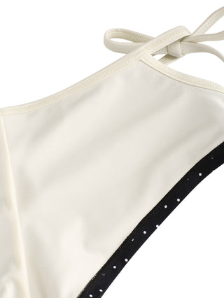 Black Polka Dot Contrast Binding Cutout Tie Swim Bottom Bikini Boyshorts