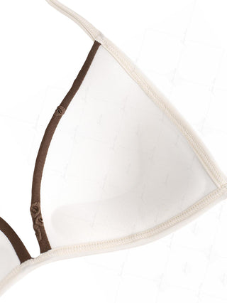 Deep Coffee Recycled Fabric Eyelet Jacquard Molded Cups Support Bikini Top