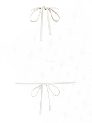 Light Pink Striped Ruffles Halter Triangle Bikini Top