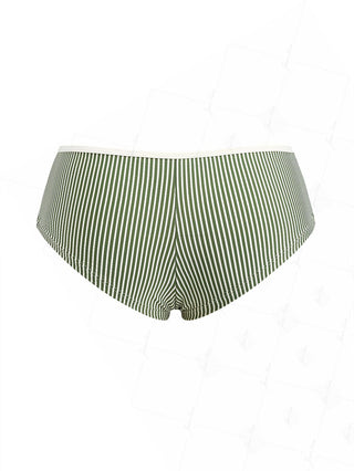 Green Striped Bowknot Low Rise Bikini Bottom Cheeky Swim Boyshorts