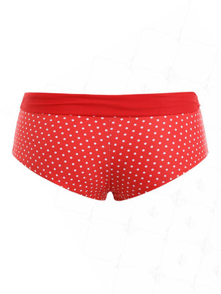 Red Polka Dot Print Two-way Bikini Bottom Cheeky Swim Boyshorts