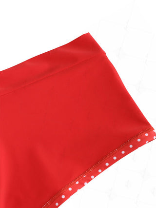 Red Polka Dot Print Two-way Bikini Bottom Cheeky Swim Boyshorts