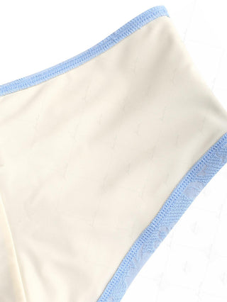 Light Blue Recycled Fabric Jacquard Lace Up Bikini Bottom Cheeky Swim Boyshorts