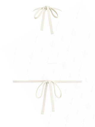 Light Blue Contrast Binding Ribbed Knit Halter Triangle Push Up Bikini Top