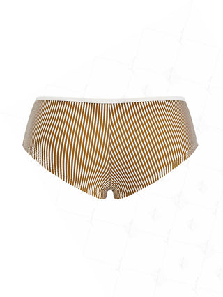 Coffee Striped Bowknot Low Rise Beach Swim Bottom Boyshorts