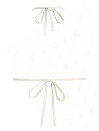 Yellow Recycled Fabric Jacquard Support Halter Triangle Bikini Top