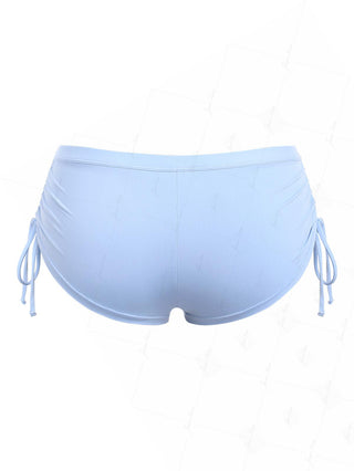 Powder Blue Solid Color Cinched Side Bikini Bottom Cheeky Swim Boyshorts