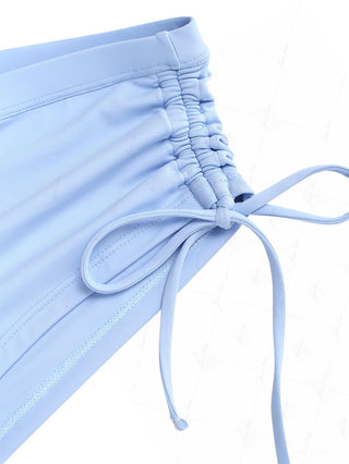 Powder Blue Solid Color Cinched Side Bikini Bottom Cheeky Swim Boyshorts