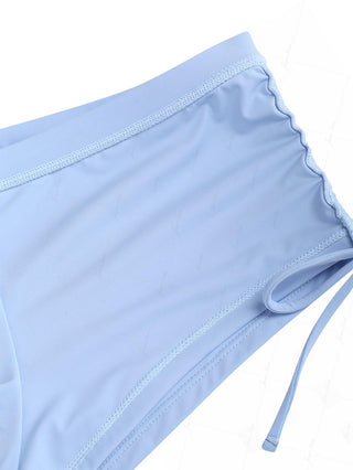 Powder Blue Solid Color Cinched Side Bikini Bottom Cheeky Swim Boyshorts