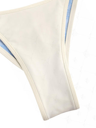 Light Blue Recycled Fabric Jacquard Binding Cheeky Brazilian Bikini Bottom