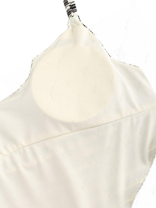 Black Knit Striped Ribbed Hanky Hem Cinched Tied Back Tankini Top