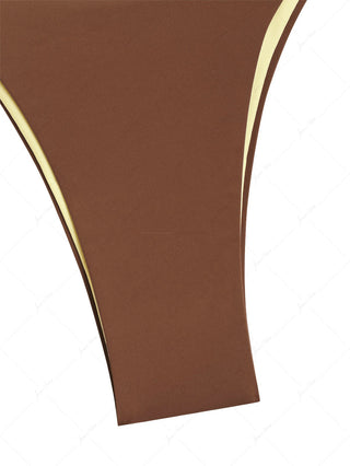 Brown & Yellow Two Tone Tie Side Double Layer Bikini Bottom