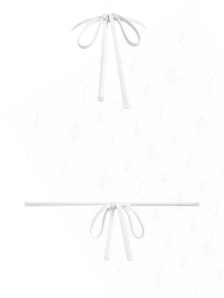 White Recycled Fabric Jacquard Bowknot Halter Triangle Bikini Top