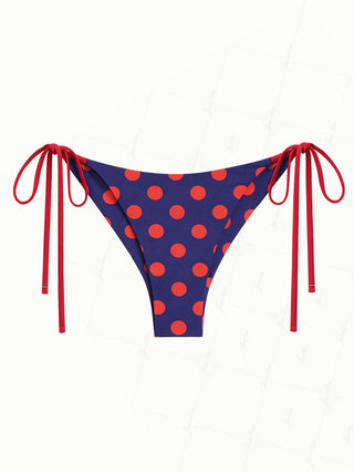 Midnight Blue Polka Dot Print String Cheeky Brazilian Bikini Bottom