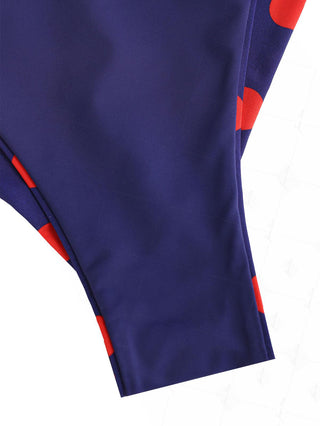 Midnight Blue Polka Dot Print String Cheeky Brazilian Bikini Bottom