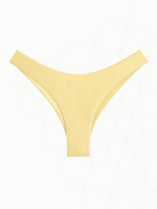 Light Yellow Satin Solid Color High Leg Cheeky Brazilian Bikini Bottom