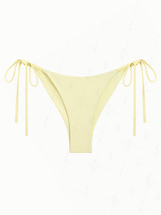 Light Yellow Textured String Cheeky Brazilian Bikini Bottom