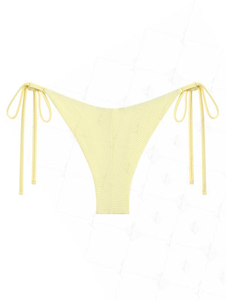 Light Yellow Textured String Cheeky Brazilian Bikini Bottom