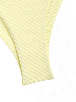 Light Yellow Textured String Cheeky Brazilian Bikini Bottom