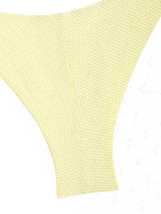Light Yellow Textured String Cheeky Brazilian Bikini Bottom