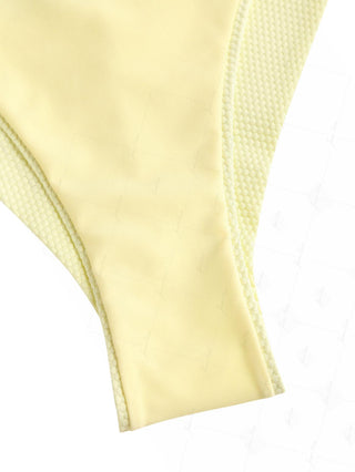 Light Yellow Textured String Cheeky Brazilian Bikini Bottom