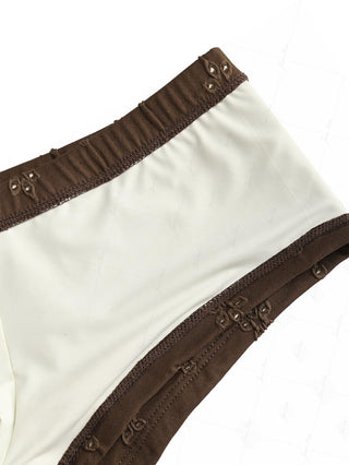 Deep Coffee Recycled Fabric Eyelet Jacquard Push Up Top & Cheeky Boyshorts Bikini Set