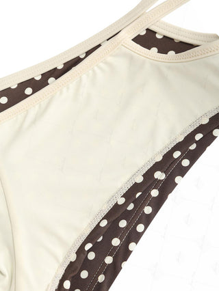Deep Coffee Polka Dot Bowknot Cami Tank Top & Cheeky Boyshorts Tankini Set