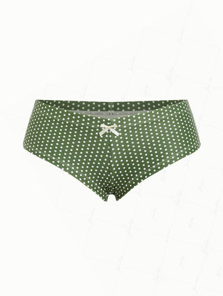 Plant Green Polka Dot Bowknot Bikini Bottom Cheeky Swim Boyshorts