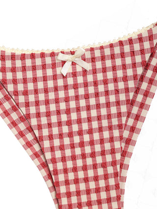 Pomegranate Red Gingham Triangle Top & Cheeky Brazilian Bottom Bikini Set