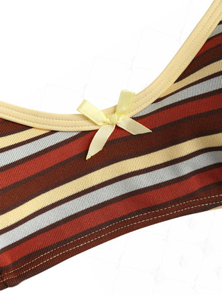 Yellow Striped Bowknot Tank Style Cheeky Boyshorts Bikini Set