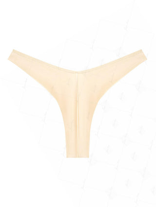 Champagne Satin Solid Color High Leg Cheeky Brazilian Bikini Bottom