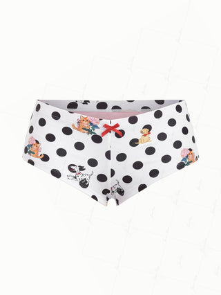 White Polka Dot Animal Print Bikini Bottom Cheeky Swim Boyshorts