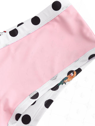 White Polka Dot Animal Print Bowknot Triangle Cheeky Boyshorts Bikini Set