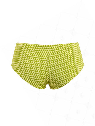 Green Recycled Fabric Triangular Grid Bikini Bottom Cheeky Swim Boyshorts