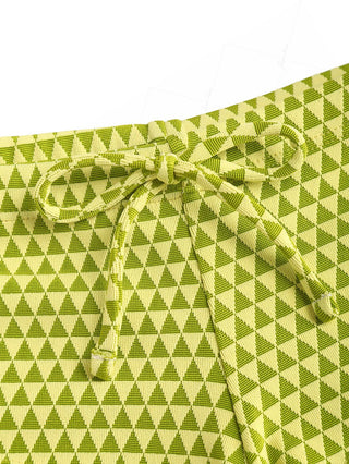 Green Recycled Fabric Triangular Grid Pattern Cheeky Boyshorts Bikini Set