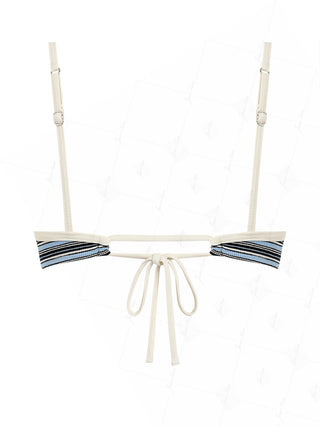 Blue Striped Bowknot Contrast Binding Tank Style Bikini Top