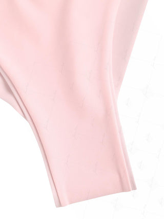 Pink Solid Color Picot Trim Bowknot Cheeky Brazilian Bikini Bottom