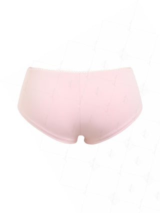 Pink Solid Color Picot Trim Bowknot Bikini Bottom Cheeky Swim Boyshorts