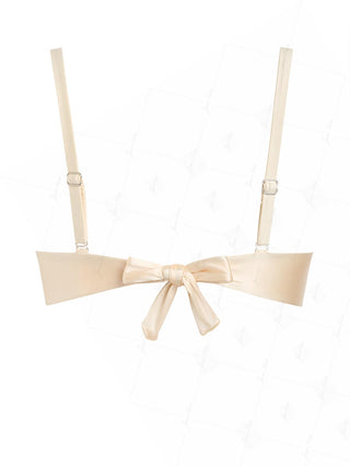 Champagne Satin Ruched Underwire Push Up Bikini Top