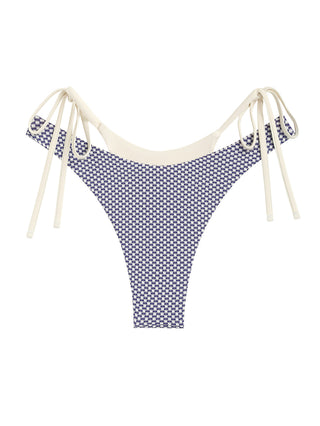 Deep Blue Contrast Color Polka Dot Print Double Layer Bikini Bottom