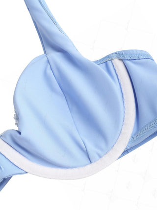 Light Blue Recycled Fabric Jacquard Underwire Top & Cheeky Brazilian Bottom Bikini Set