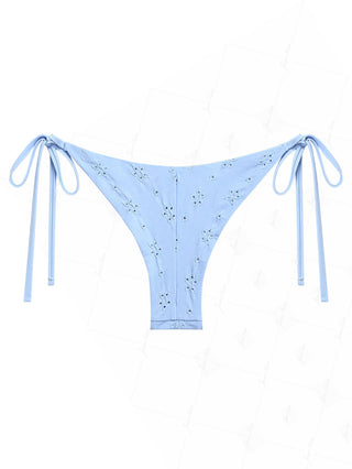 Light Blue Recycled Fabric Eyelet Jacquard String Cheeky Brazilian Bikini Bottom