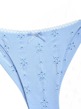 Light Blue Recycled Fabric Eyelet Jacquard String Cheeky Brazilian Bikini Bottom