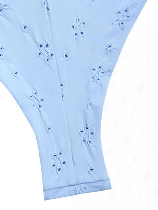 Light Blue Recycled Fabric Eyelet Jacquard String Cheeky Brazilian Bikini Bottom